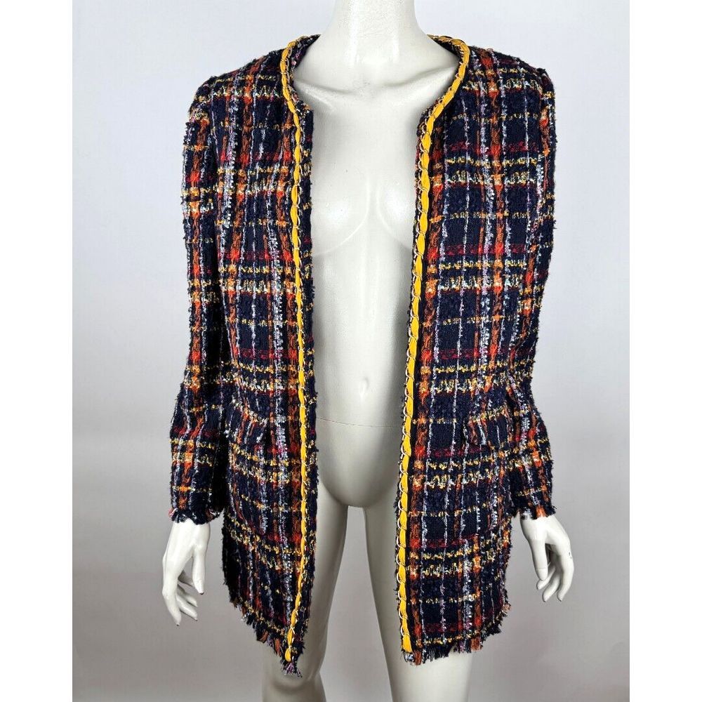 Chicos Playful‎ Tweed Jacket Women 2 Large 12 NWT Open Front Lined Long Sleeve